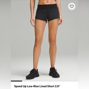 Lululemon Speed Up Low Rise Lined Shorts 2.5” Black Women’s Size 4